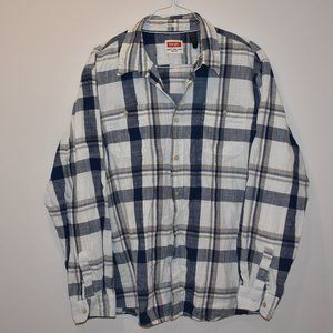 Wrangler Indigo Blue Plaid Men's Shirt 2XL